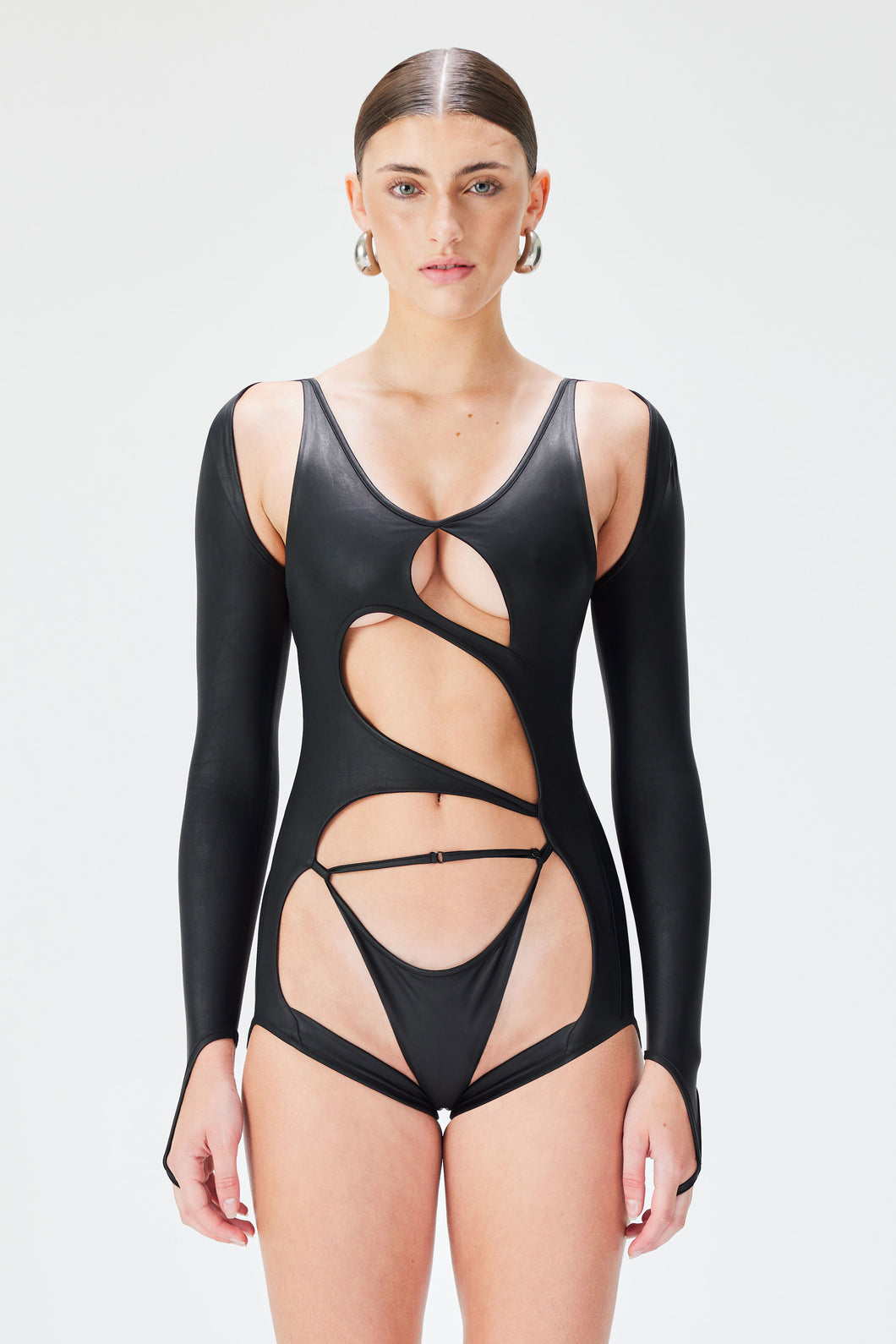 Nixy Bodysuit - Black Leather